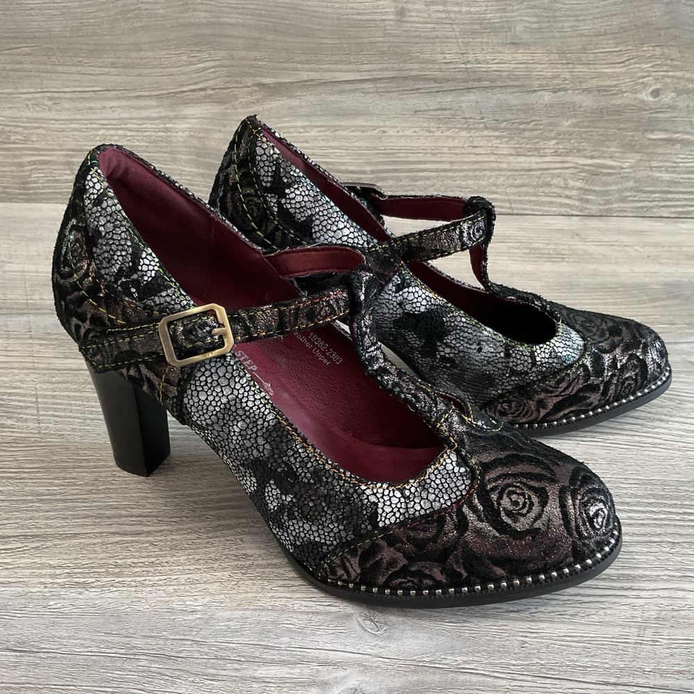 L'Artiste Spring Step Mazie Metallic Floral High Heel Pumps Women's EU 36 US 6